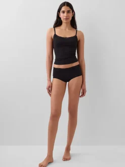 Organic Stretch Cotton Lace-Trim Shelf-Bra Cami