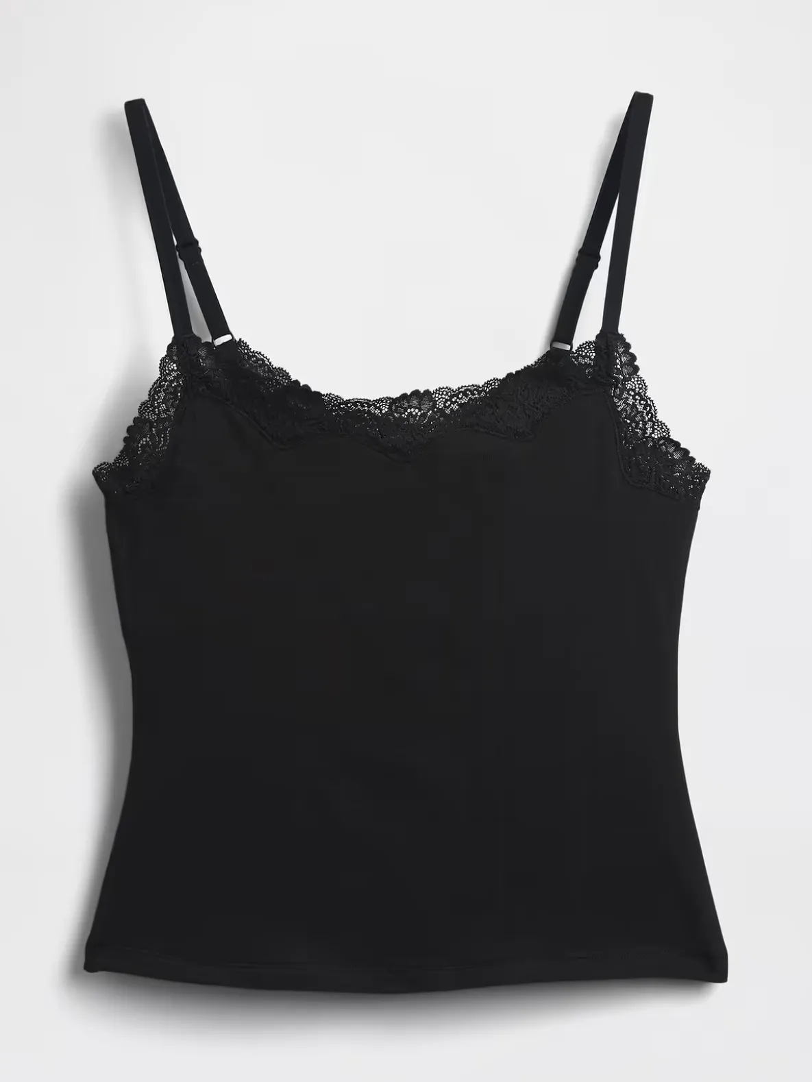 Organic Stretch Cotton Lace-Trim Shelf-Bra Cami