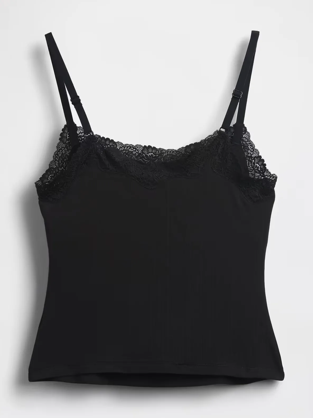 Organic Stretch Cotton Lace-Trim Shelf-Bra Cami