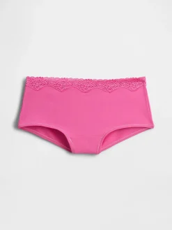 Organic Stretch Cotton Lace-Trim Shorty