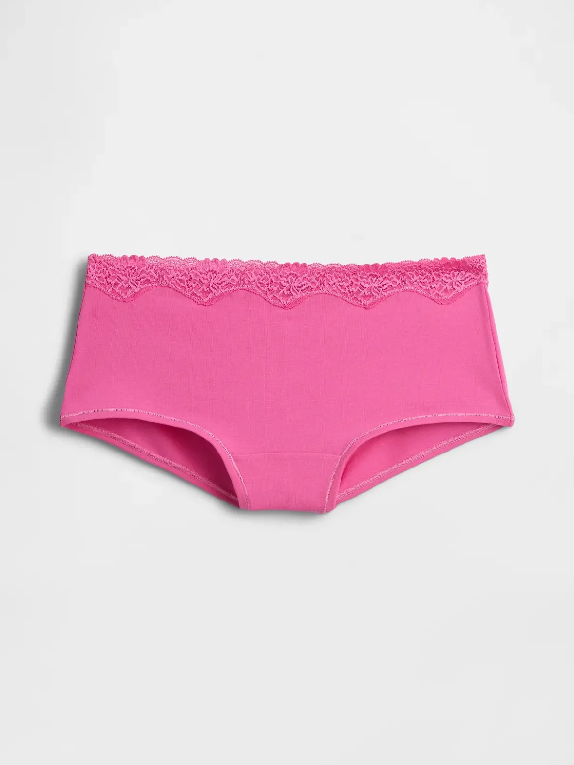 Organic Stretch Cotton Lace-Trim Shorty
