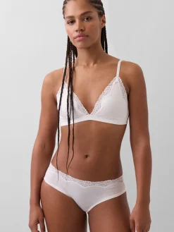 Organic Stretch Cotton Lace-Trim Triangle Bra