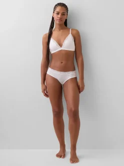Organic Stretch Cotton Lace-Trim Triangle Bra