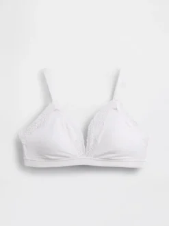 Organic Stretch Cotton Lace-Trim Triangle Bra