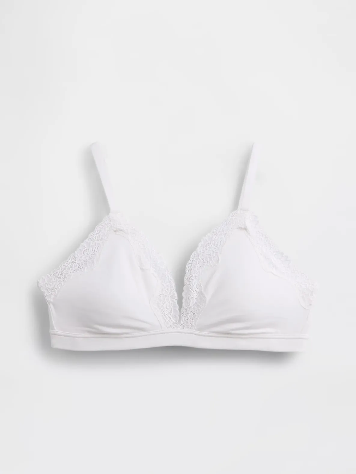 Organic Stretch Cotton Lace-Trim Triangle Bra