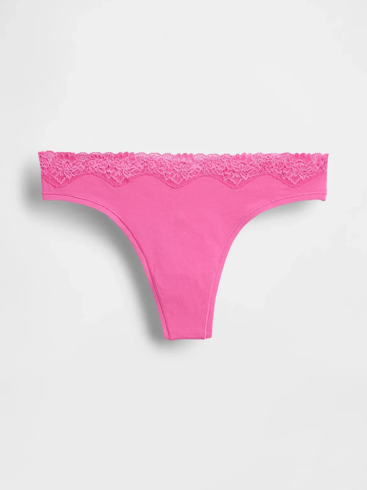 Organic Stretch Cotton Lace-Trim Thong