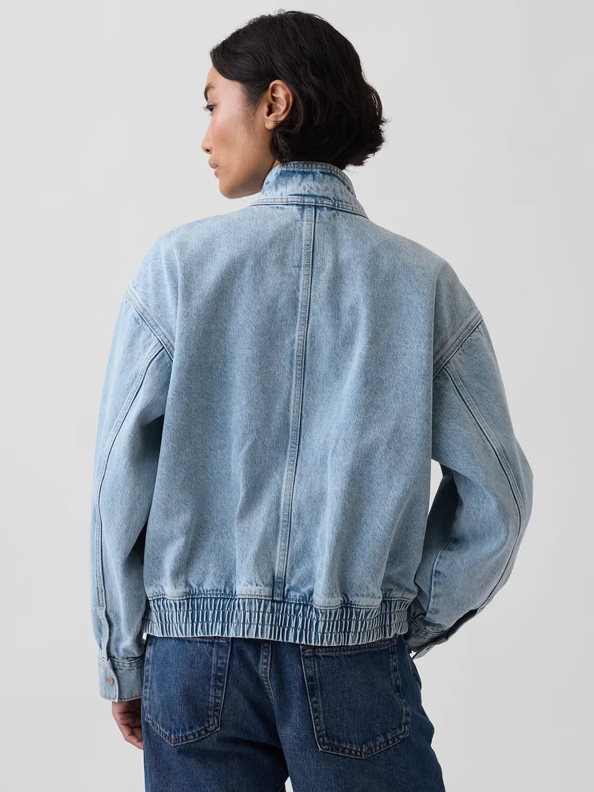 Oversized Denim Bomber Jacket