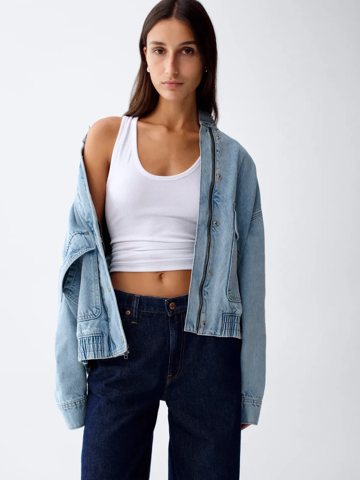 Oversized Denim Bomber Jacket