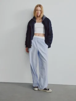 Oversized Knit-Trim Bomber Jacket