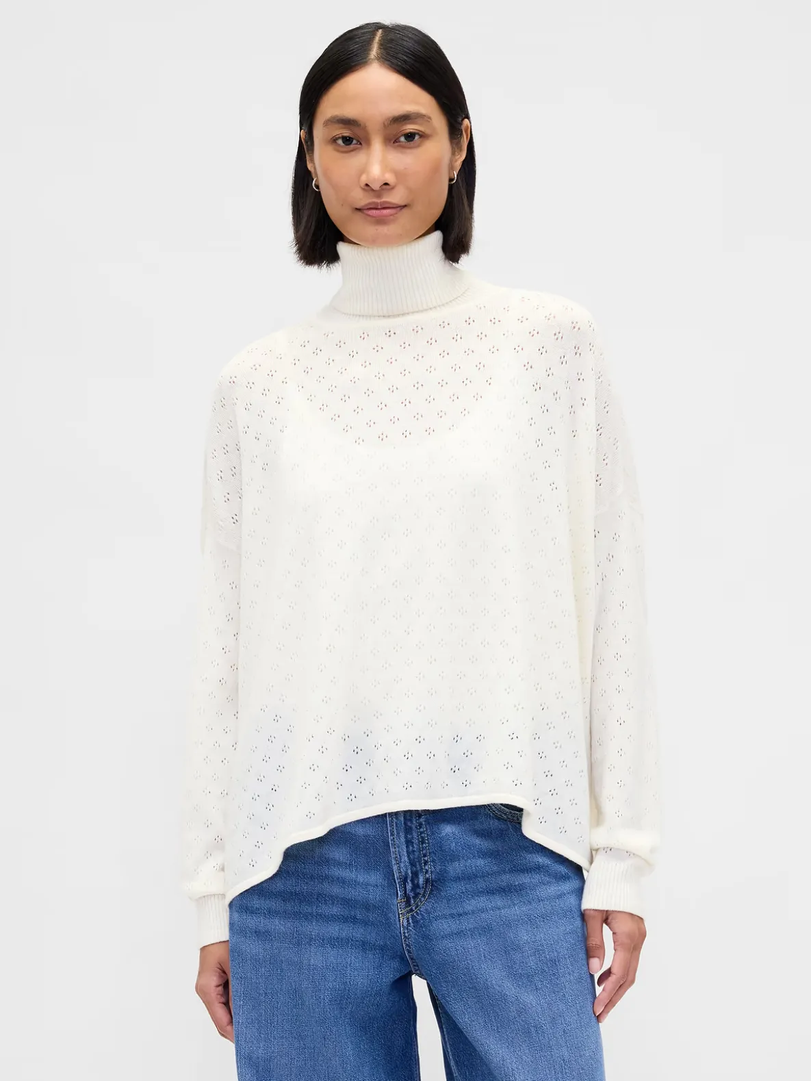 Oversized Pointelle Turtleneck