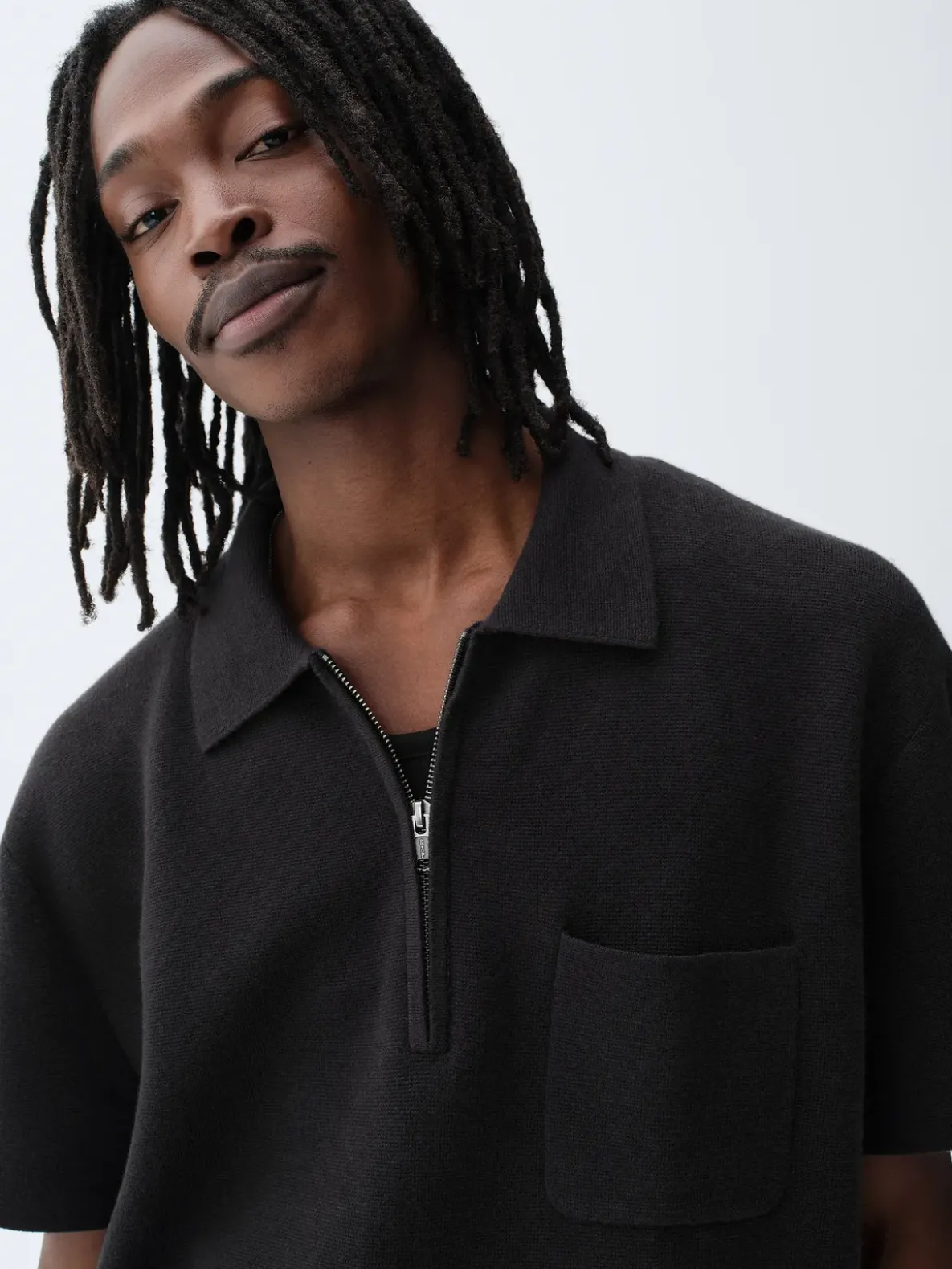 Oversized Quarter-Zip Pocket Polo Sweater