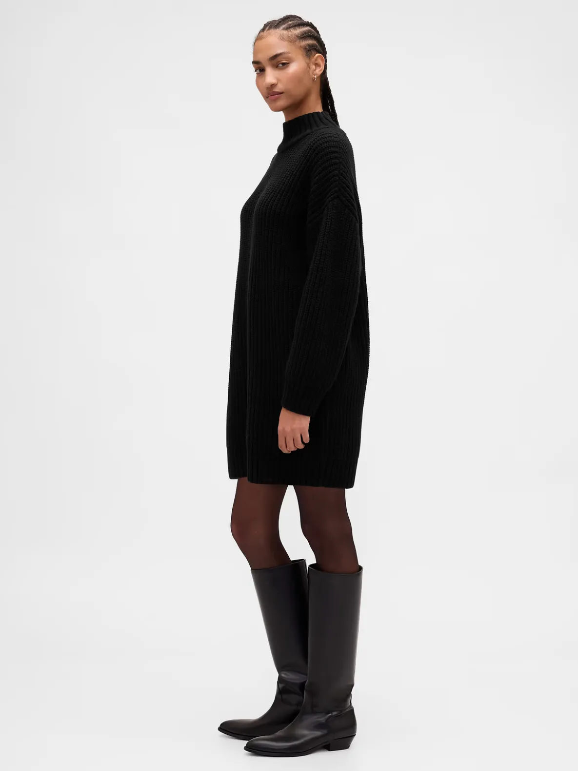 Oversized Turtleneck Mini Sweater Dress