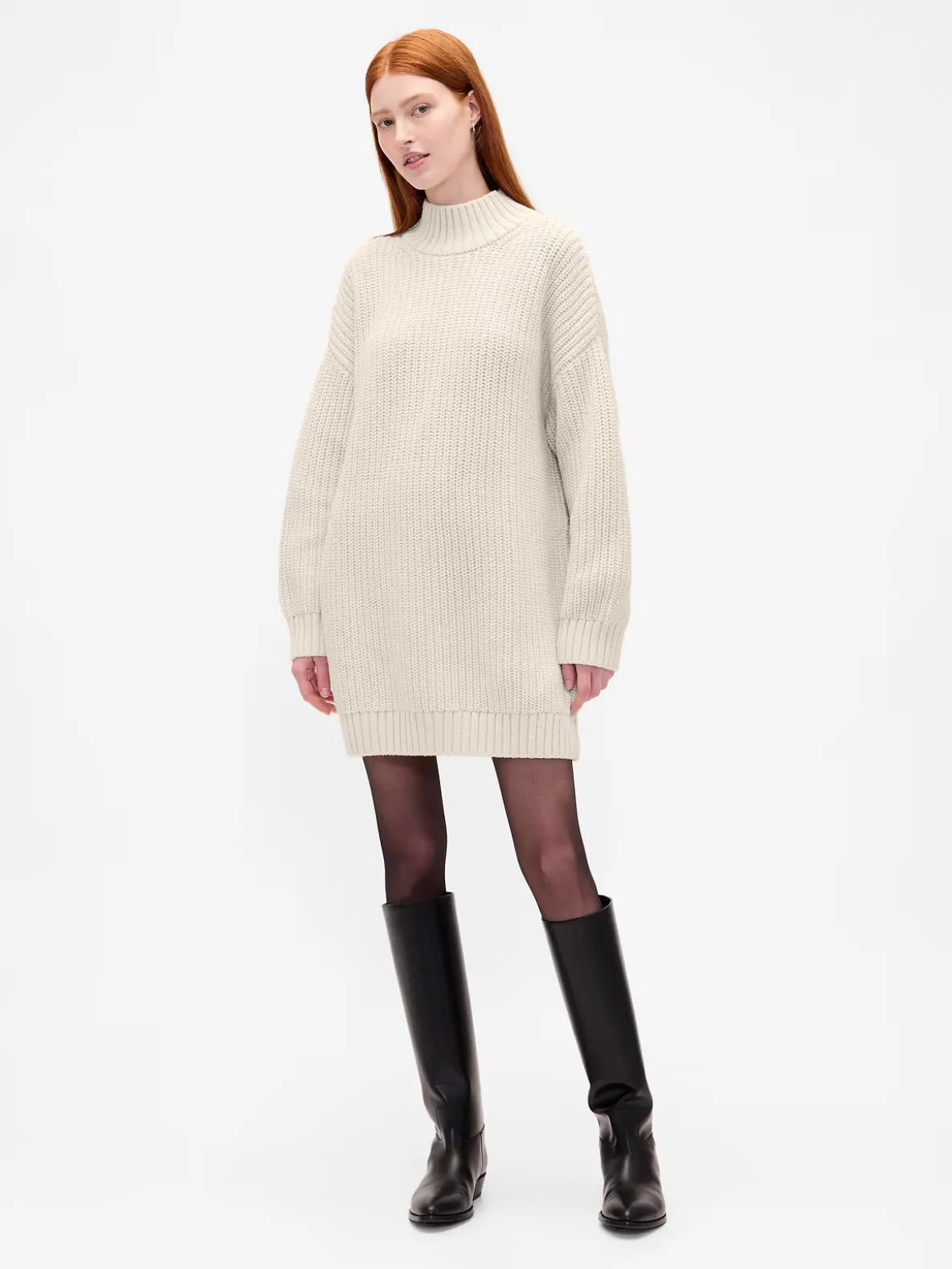 Oversized Turtleneck Mini Sweater Dress
