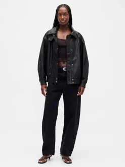 Oversized Vegan Leather Jacket