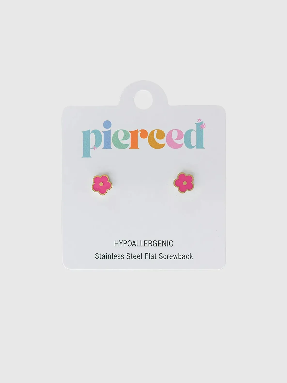 Pierced Co Hot Pink Flower Screwback Earrings