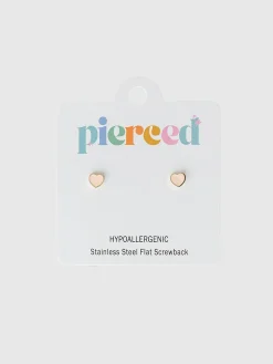 Pierced Co Tiny Peachy Heart Screwback Earrings