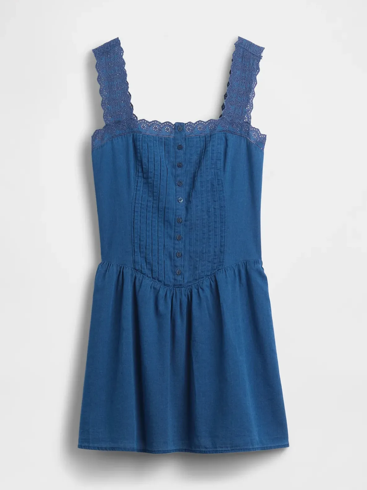 Pintuck Drop-Waist Mini Dress