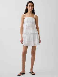 Pintuck Lace-Trim Easy Mini Skort