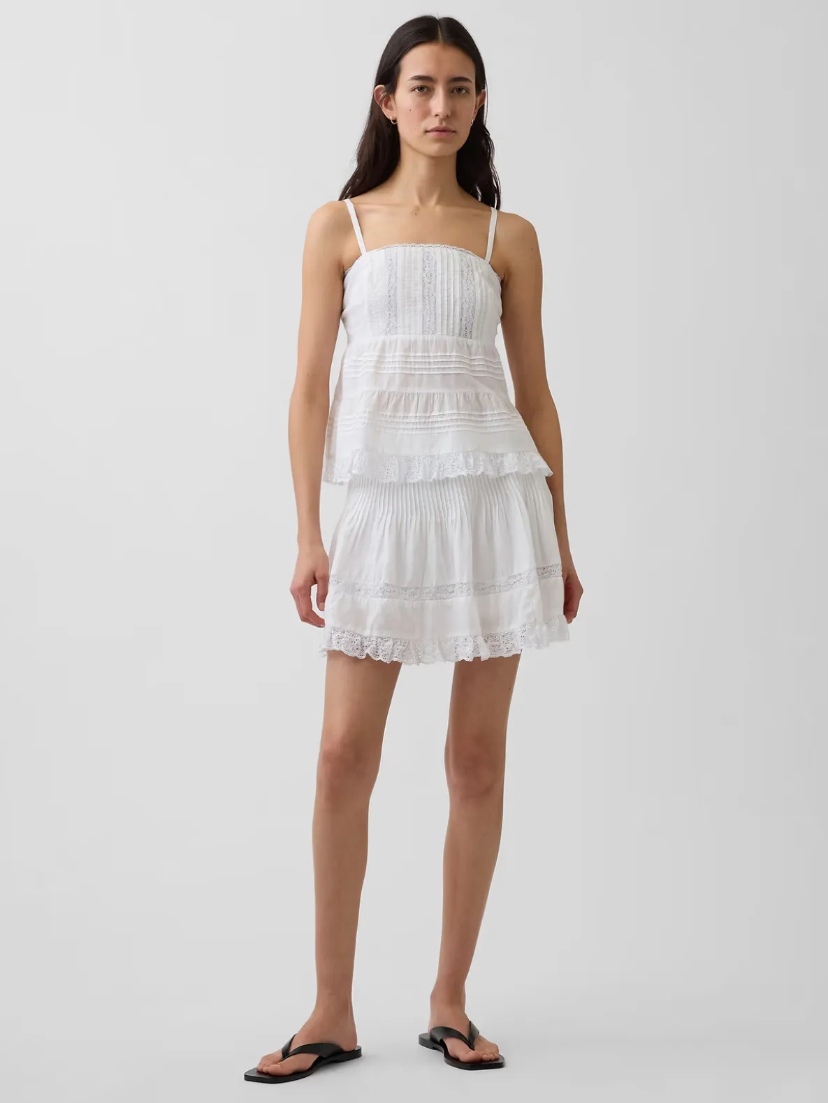 Pintuck Lace-Trim Easy Mini Skort