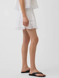 Pintuck Lace-Trim Easy Mini Skort