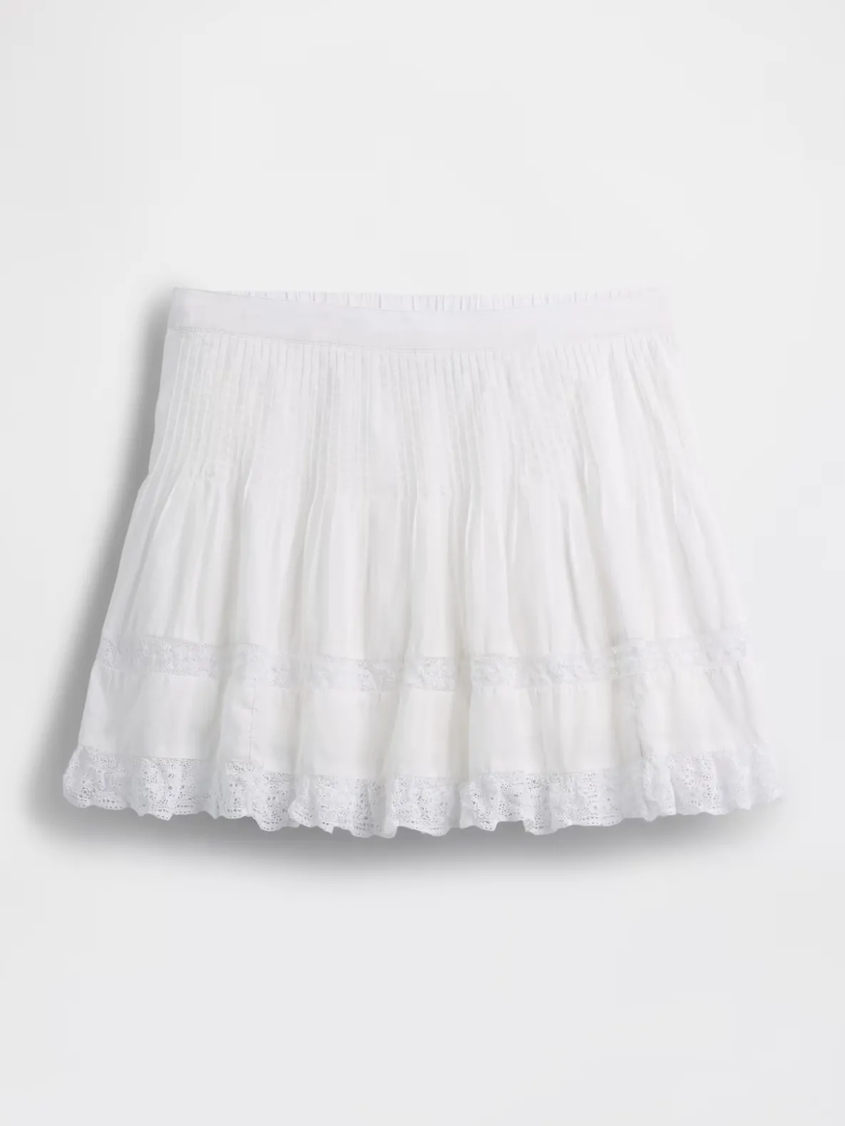 Pintuck Lace-Trim Easy Mini Skort