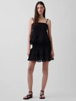 Pintuck Lace-Trim Easy Mini Skort