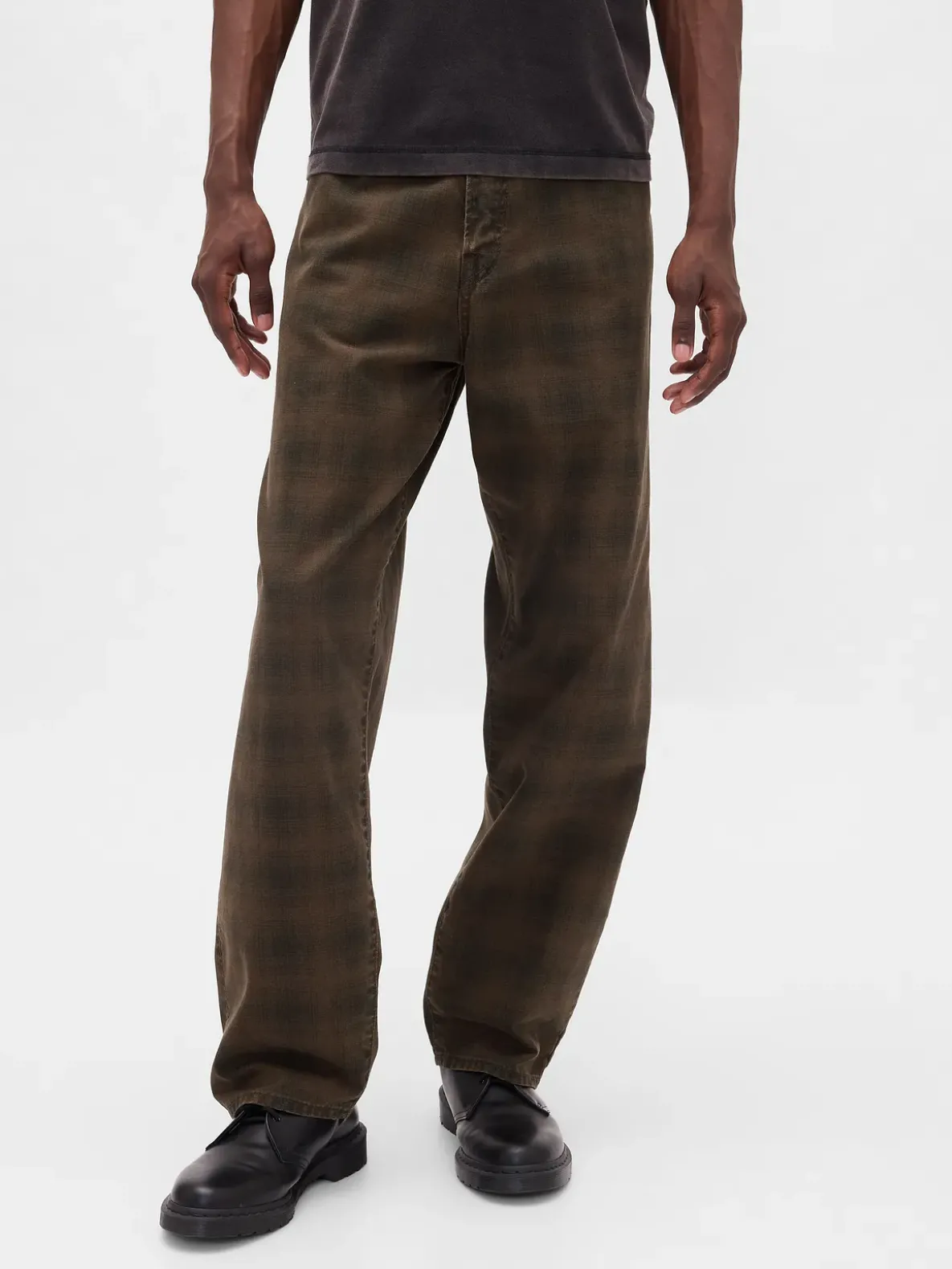 Plaid Canvas Baggy Jeans