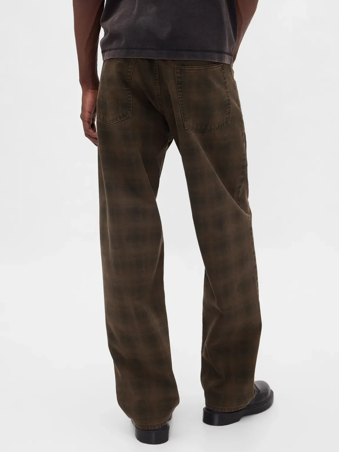 Plaid Canvas Baggy Jeans
