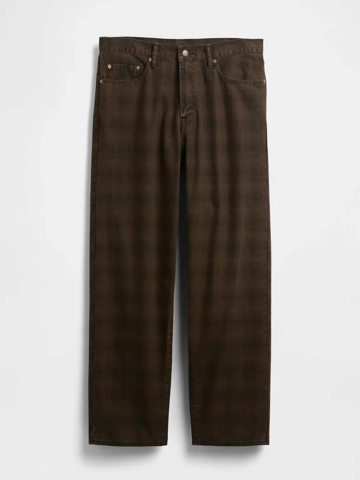 Plaid Canvas Baggy Jeans