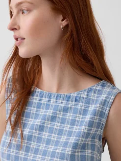 Plaid Denim Mini Shift Dress