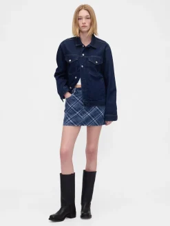 Plaid Denim Mini Skirt