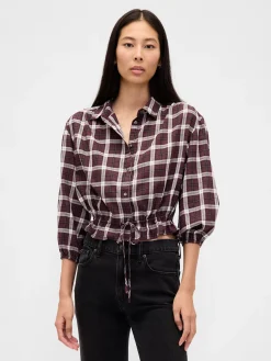 Plaid Tie-Waist Top
