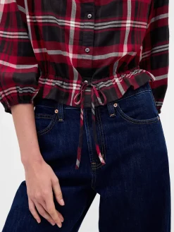 Plaid Tie-Waist Top