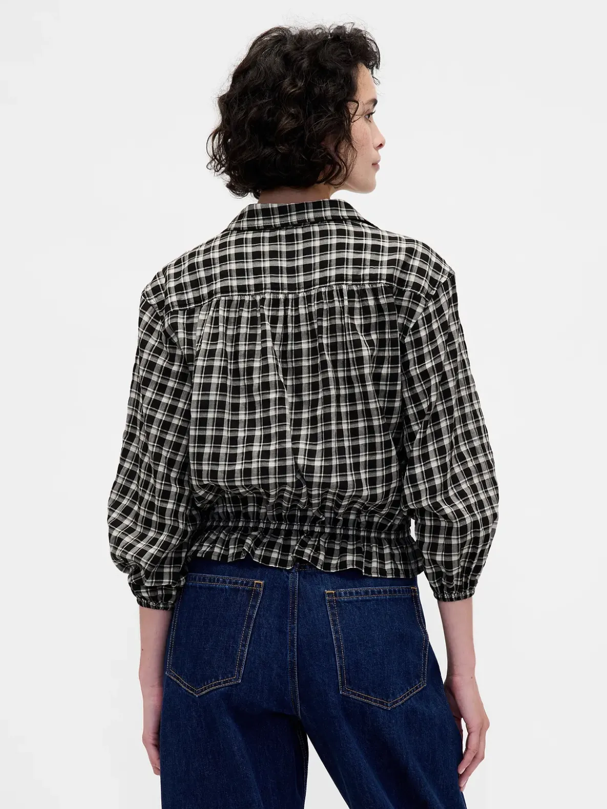 Plaid Tie-Waist Top