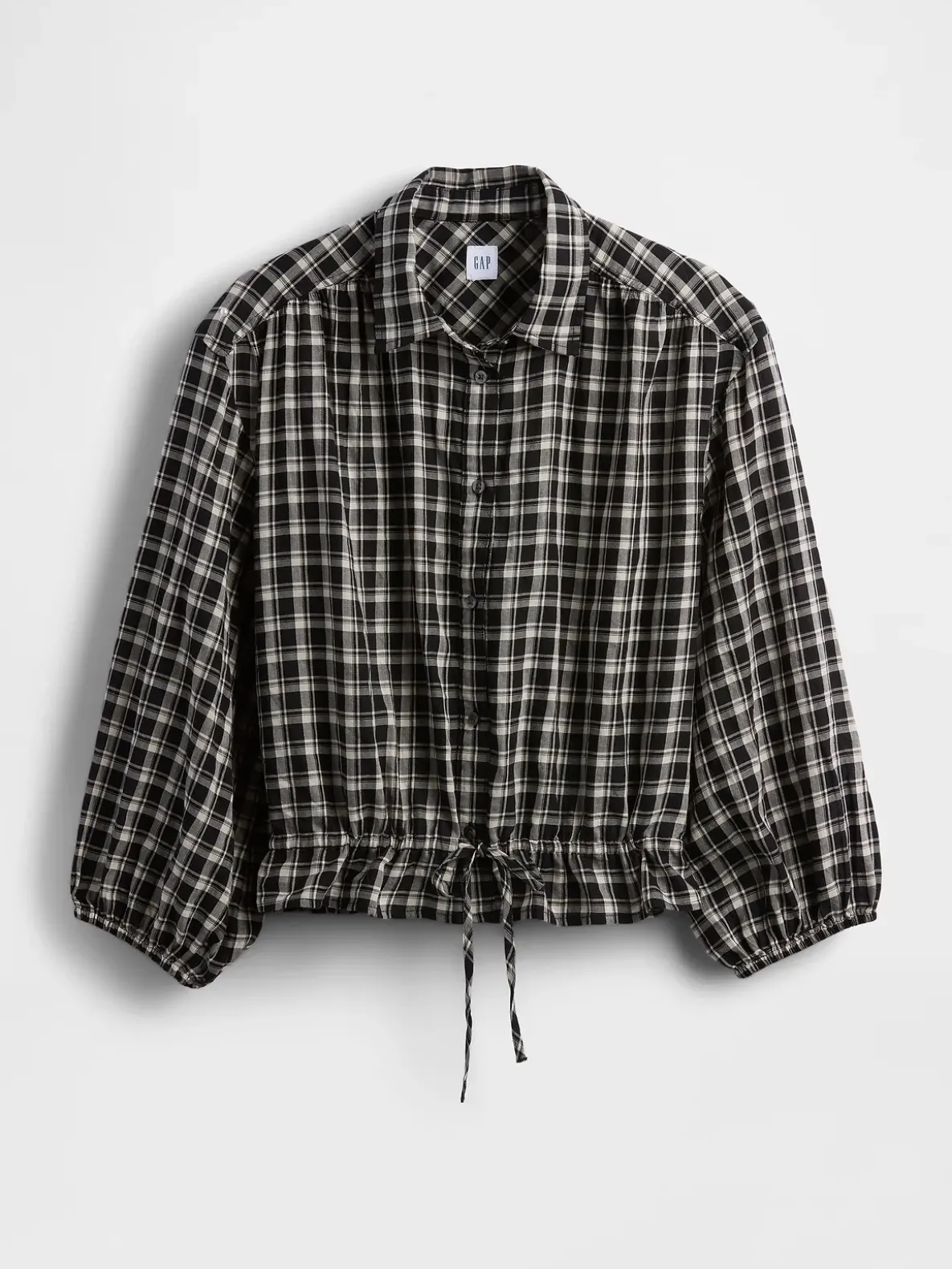 Plaid Tie-Waist Top