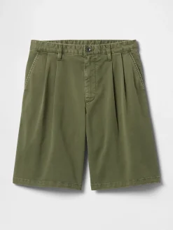 Pleated Khaki Shorts