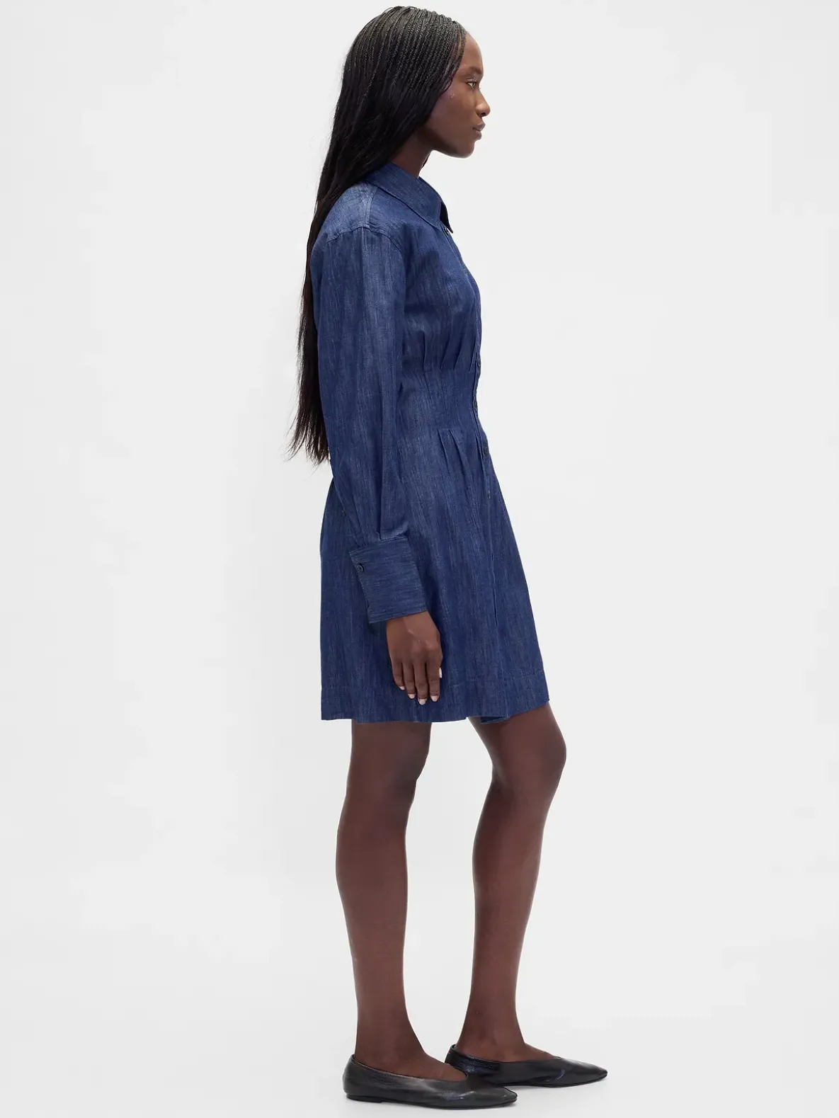 Pleated Mini Shirtdress