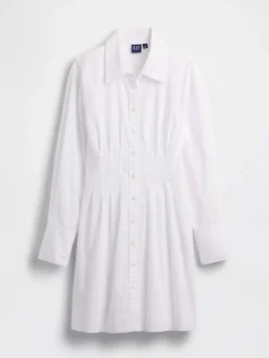 Pleated Mini Shirtdress