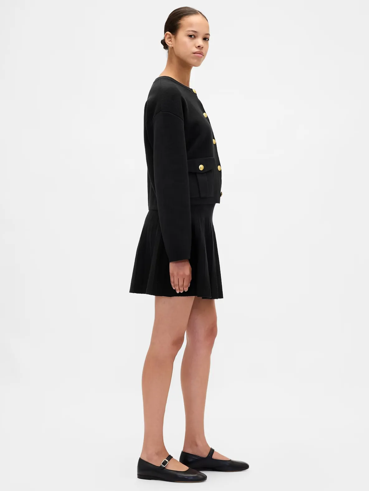 Pleated Mini Sweater Skirt