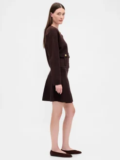 Pleated Mini Sweater Skirt