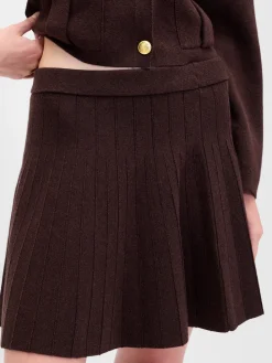 Pleated Mini Sweater Skirt