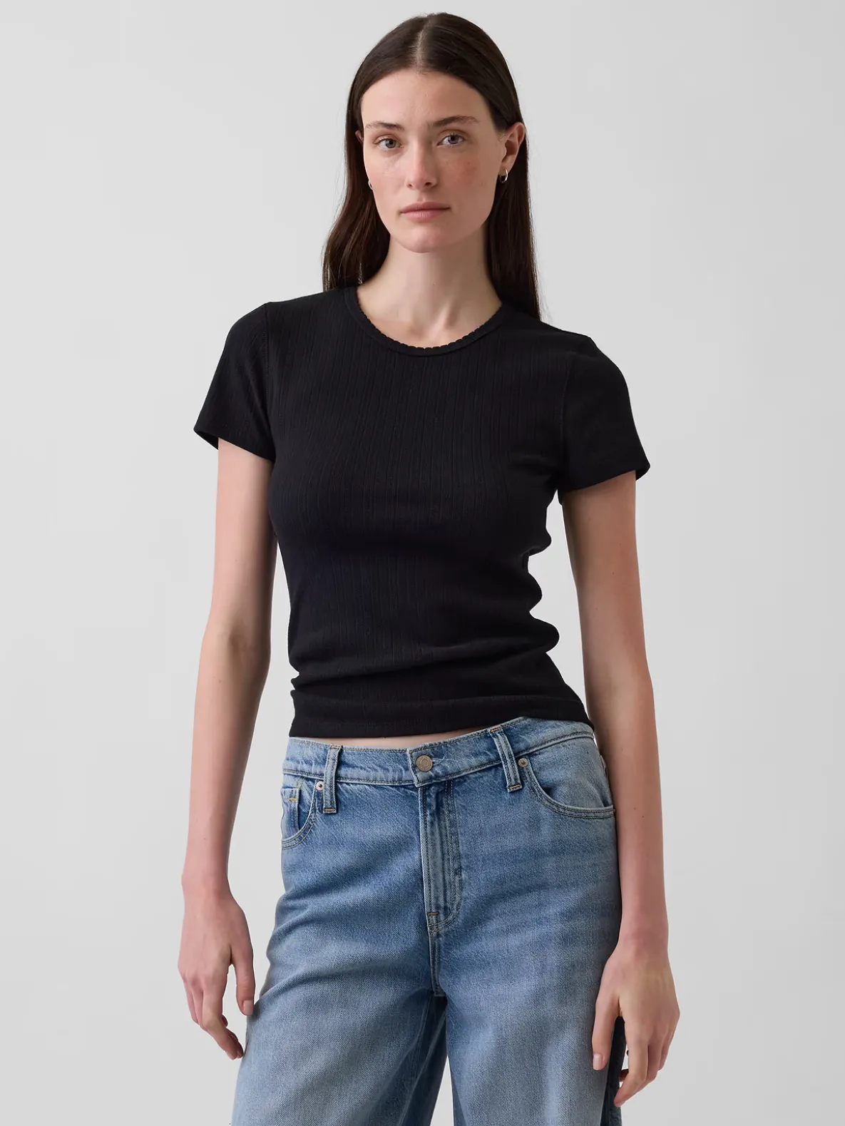 Pointelle Crewneck T-Shirt