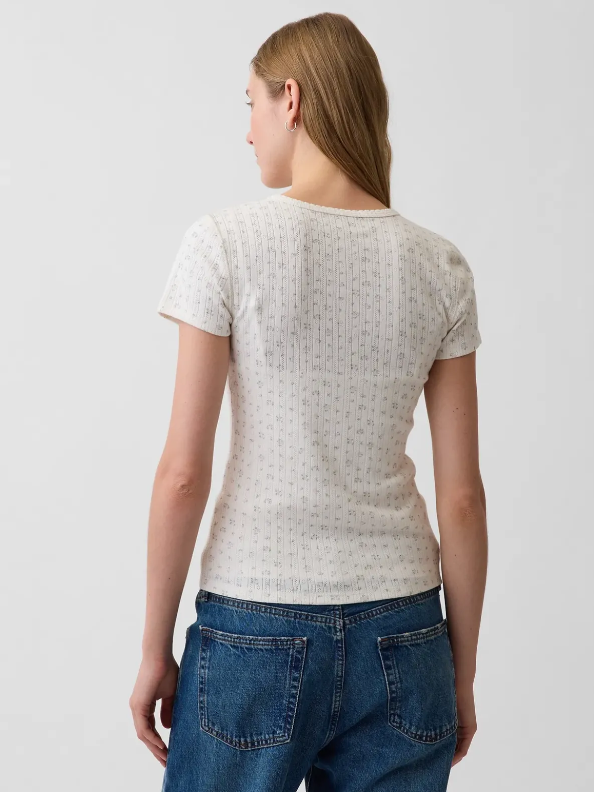 Pointelle Crewneck T-Shirt