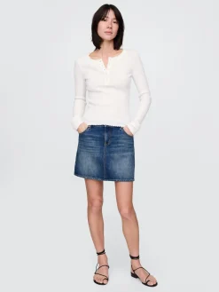 Pointelle Henley Sweater Top