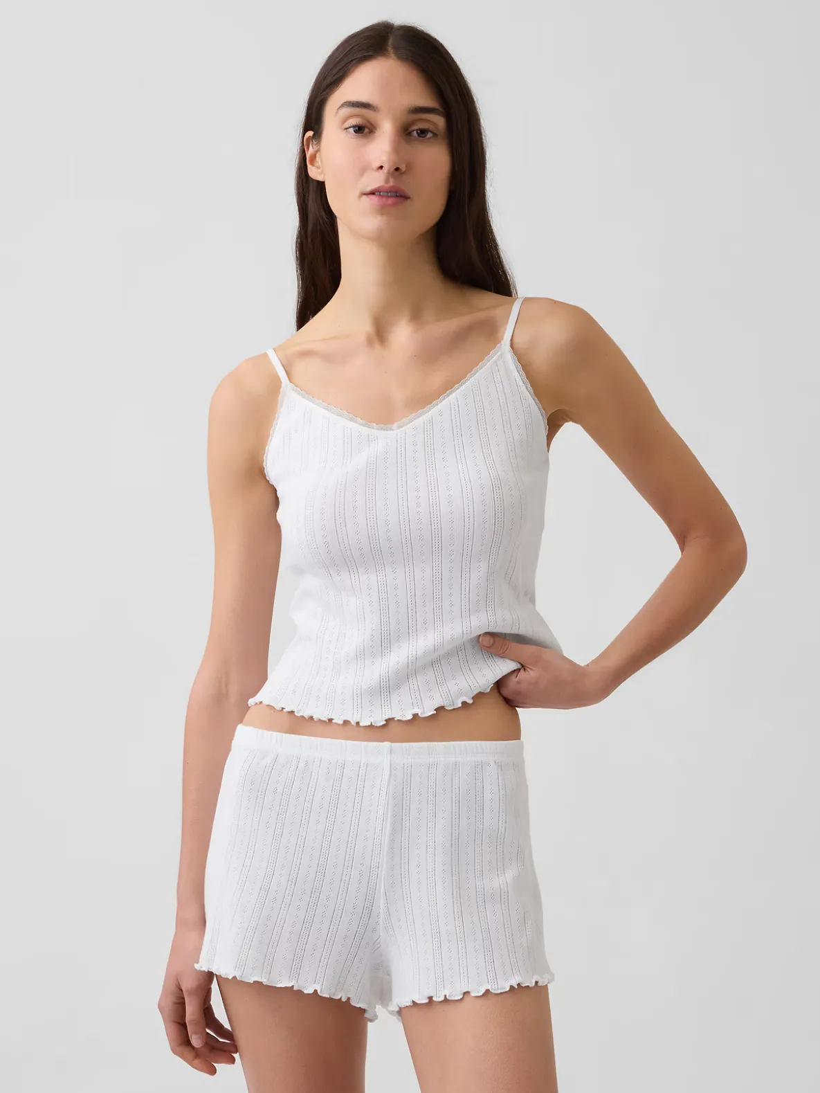 Pointelle Lettuce-Hem PJ Cami