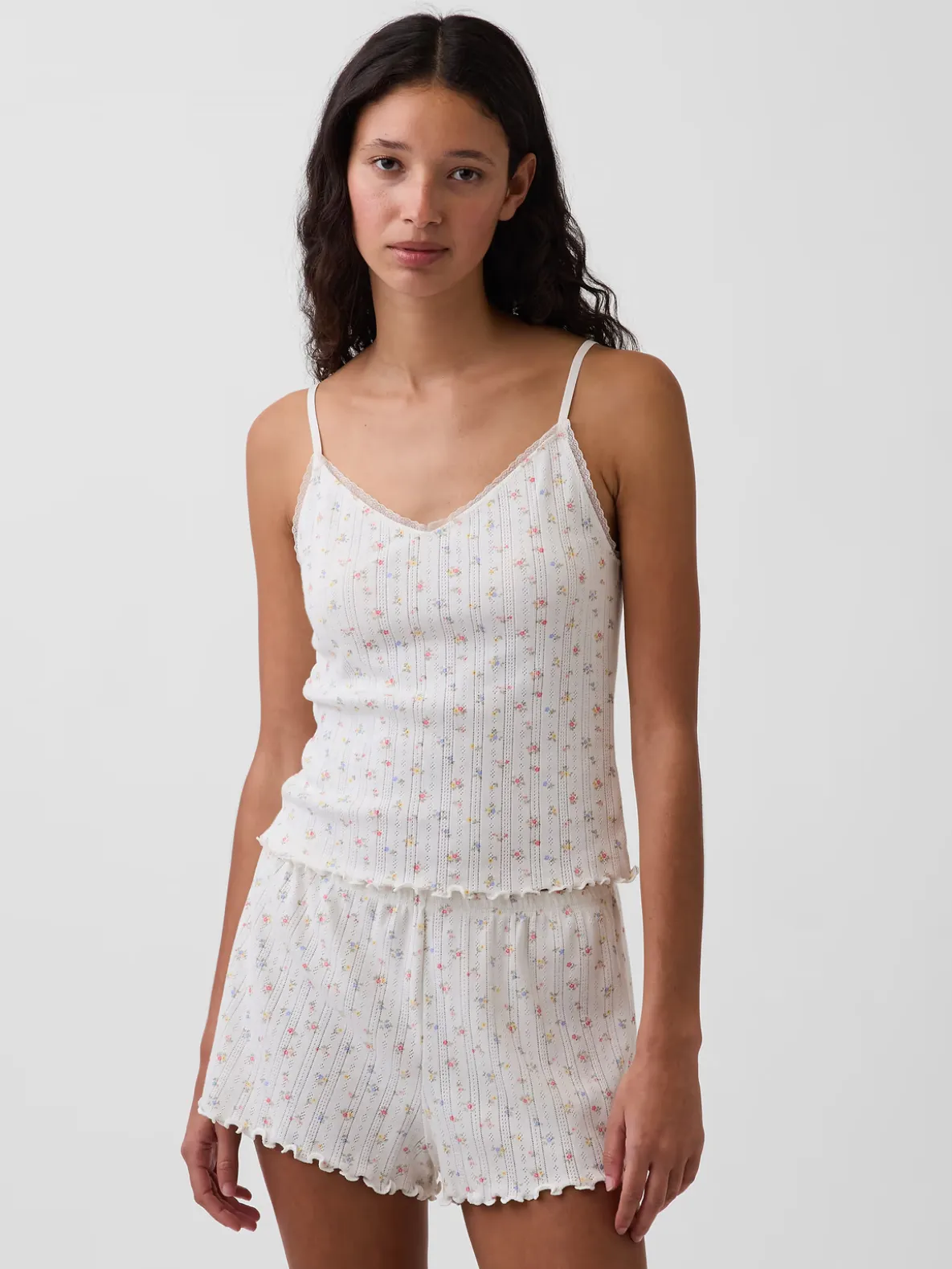 Pointelle Lettuce-Hem PJ Cami