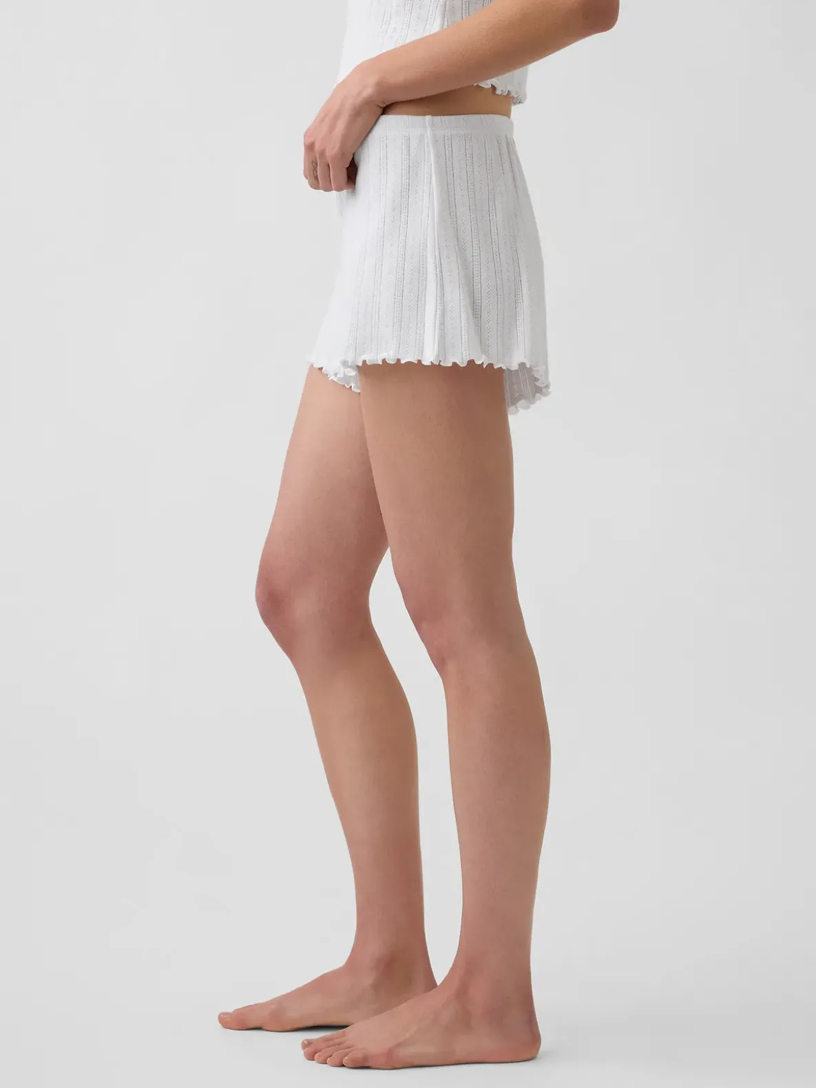 Pointelle Lettuce-Hem PJ Shorts