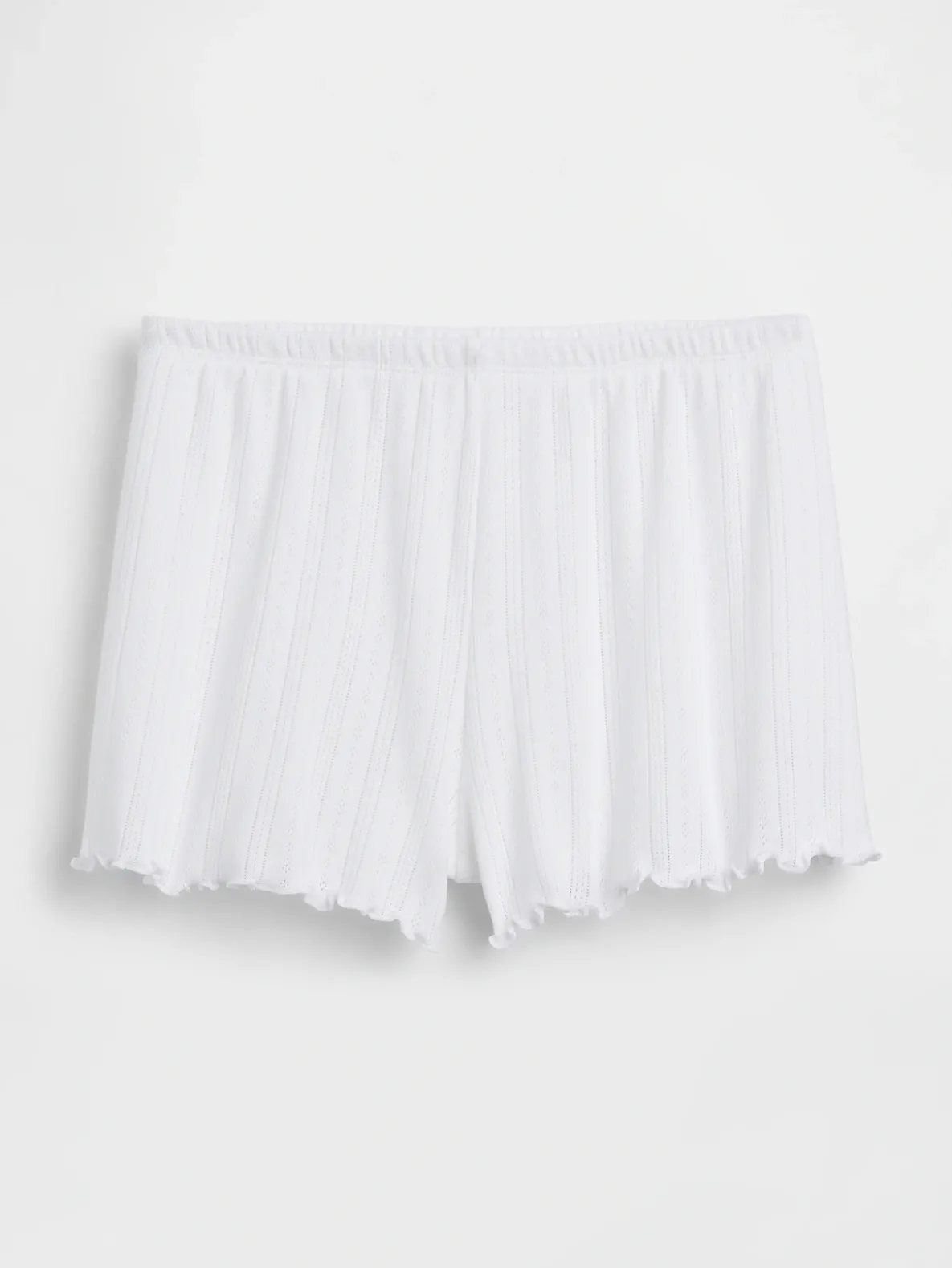 Pointelle Lettuce-Hem PJ Shorts