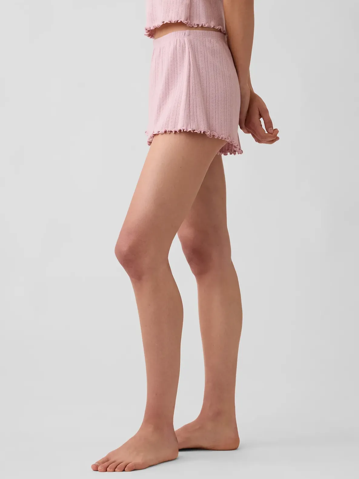 Pointelle Lettuce-Hem PJ Shorts