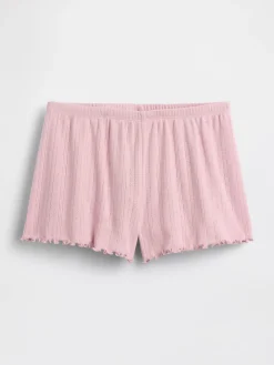 Pointelle Lettuce-Hem PJ Shorts